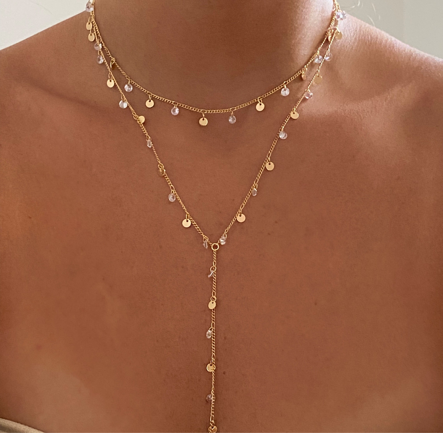 Colar Gravatinha Amira Zircônia Folheada a Ouro 18k
