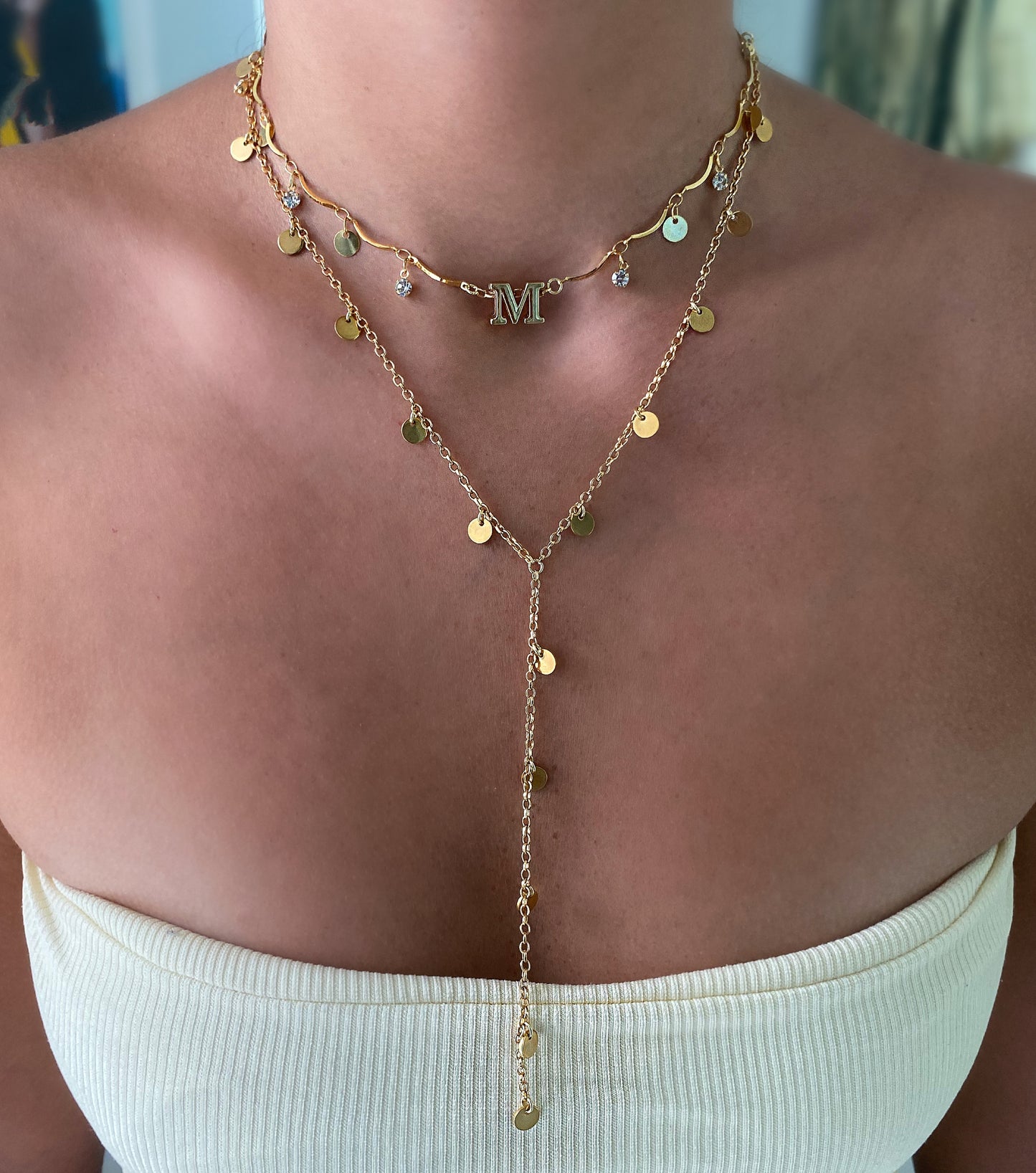 Colar Gravatinha Moedas Folheada a Ouro 18k