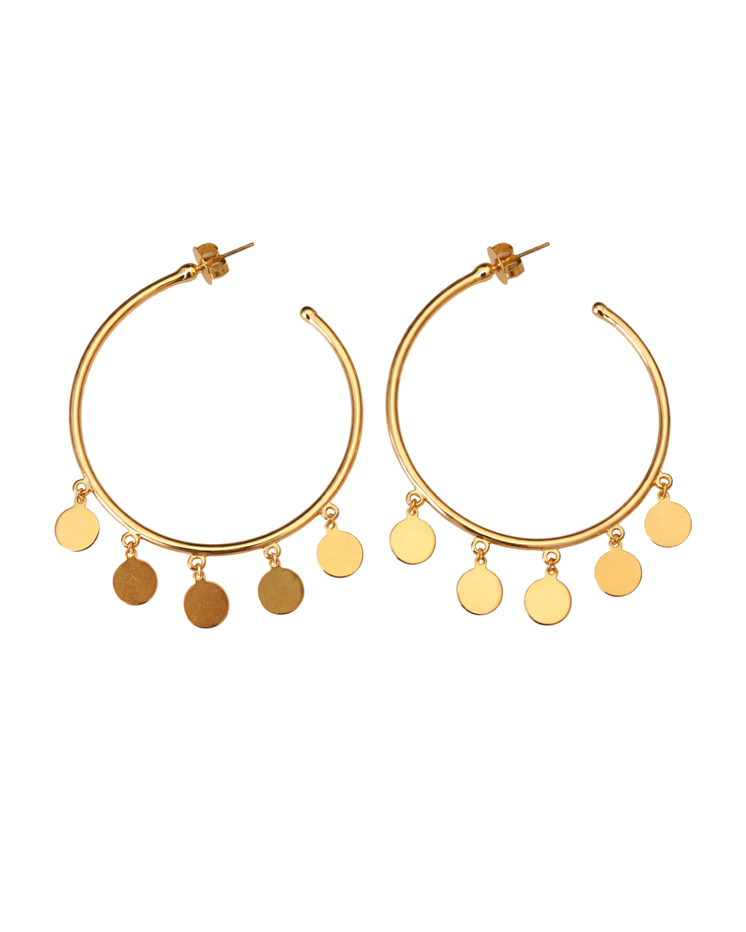 Brinco Argolas Moedas Folheado a Ouro 18k