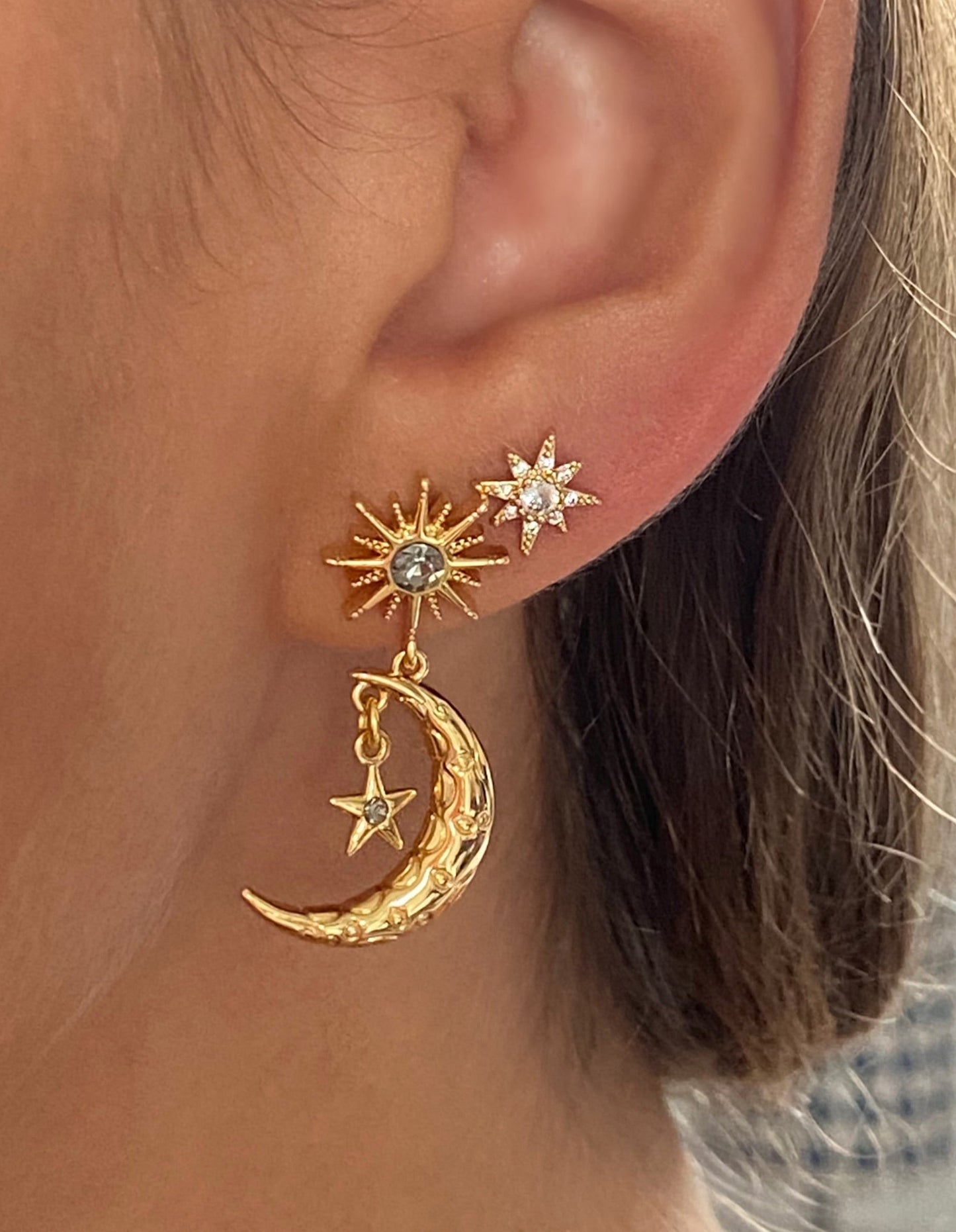 Brinco Lunar Folheado a Ouro 18k