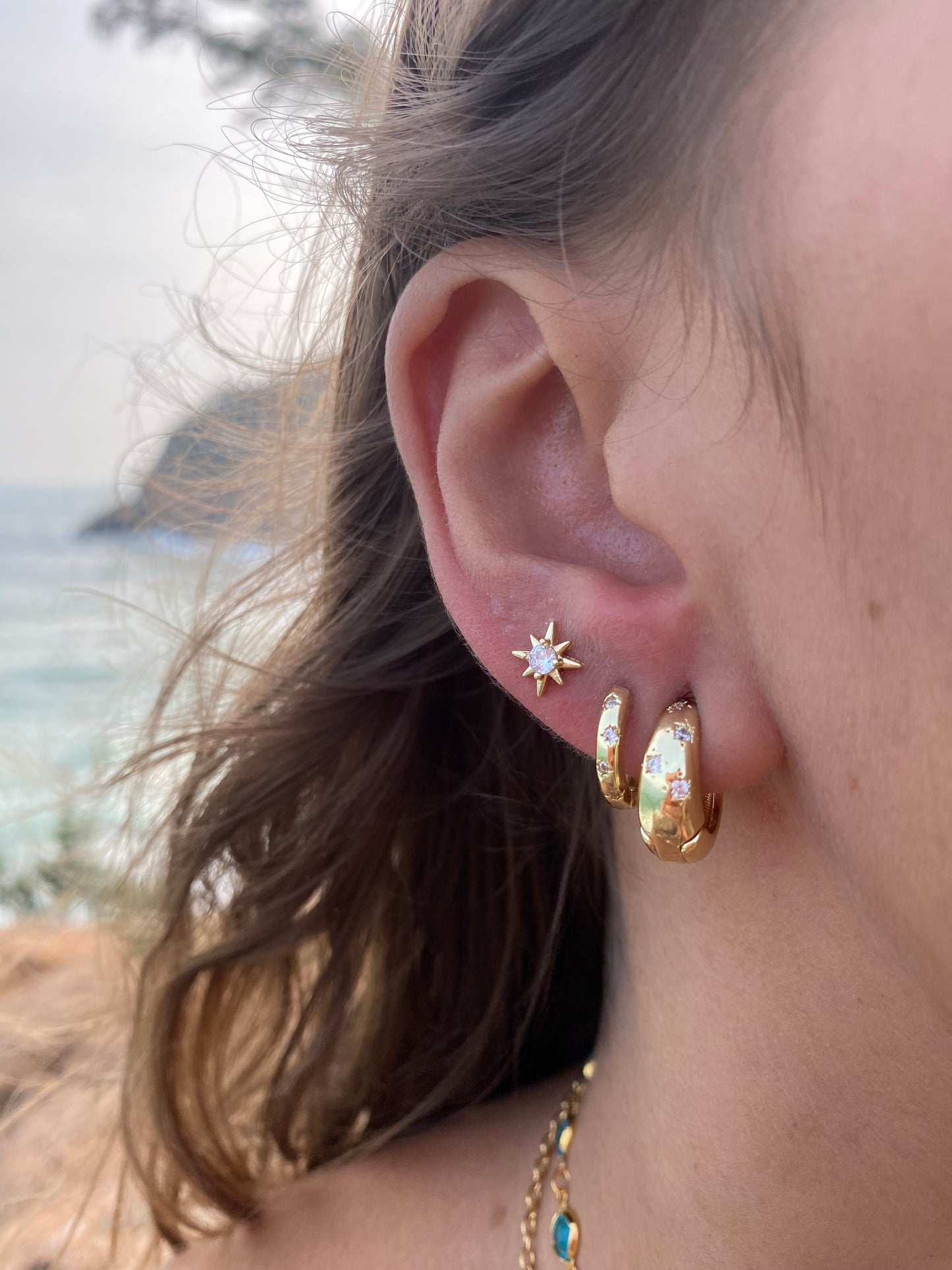 Trio Brincos Sky Folheado a Ouro 18k