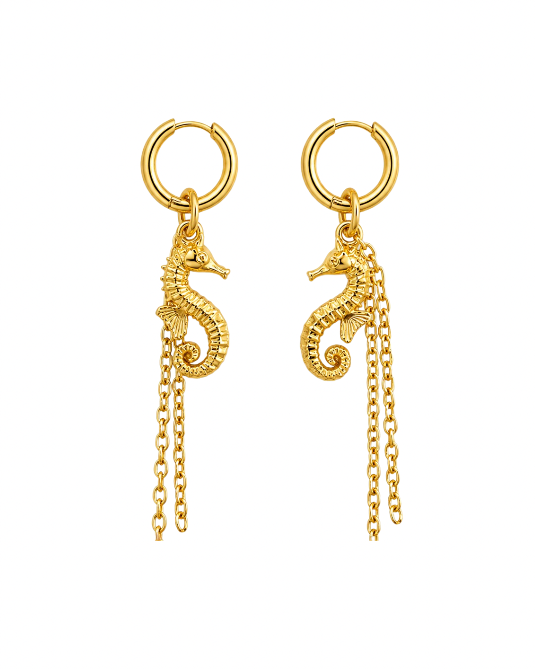 Brinco Cavalo Marinho Folheado a Ouro 18k