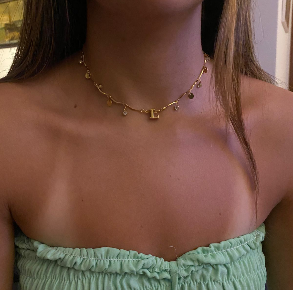 Choker Curves Letters Personalizado Folheada a Ouro 18k