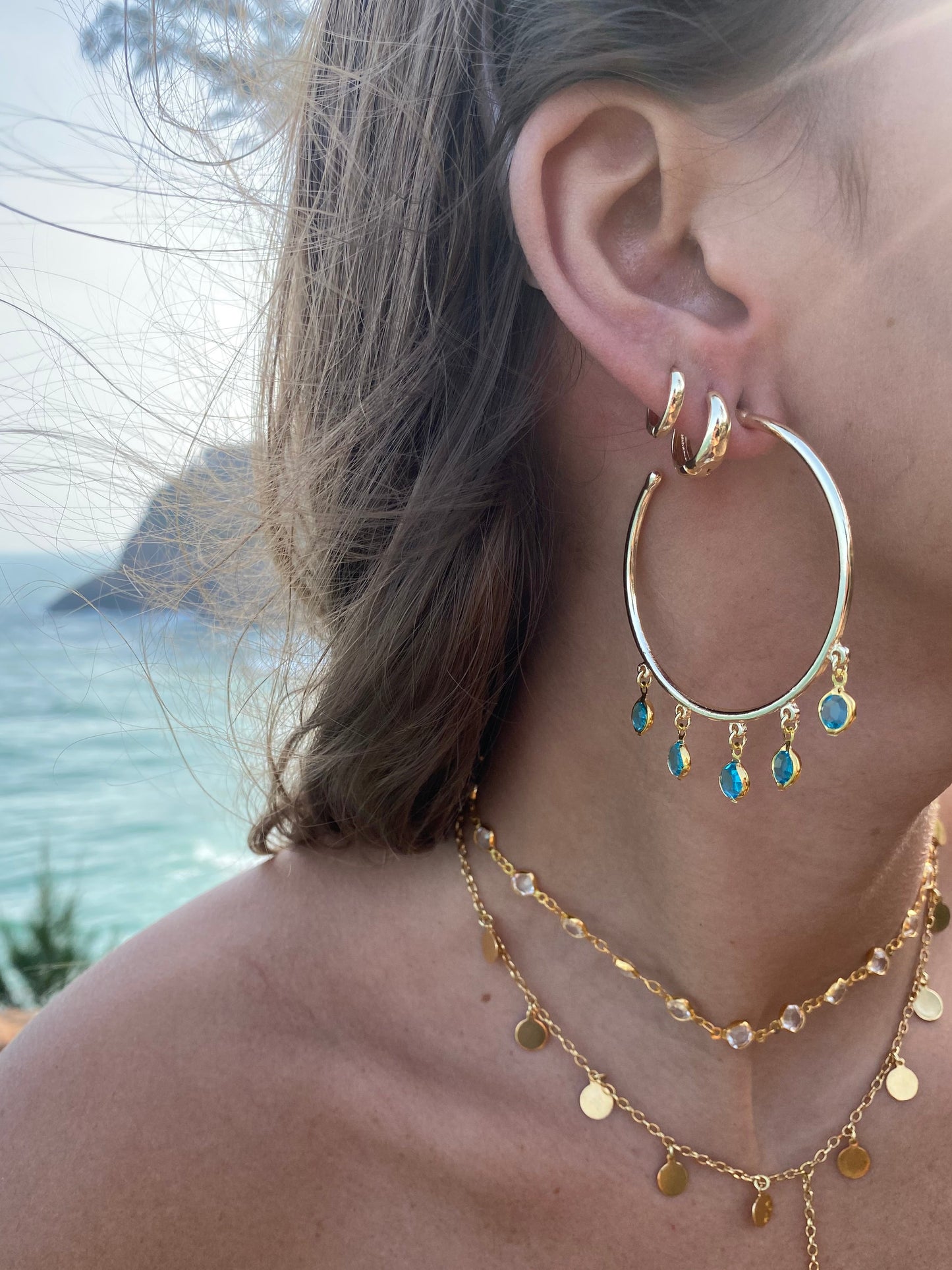 Argola Aurora Ocean Folheado a Ouro 18k