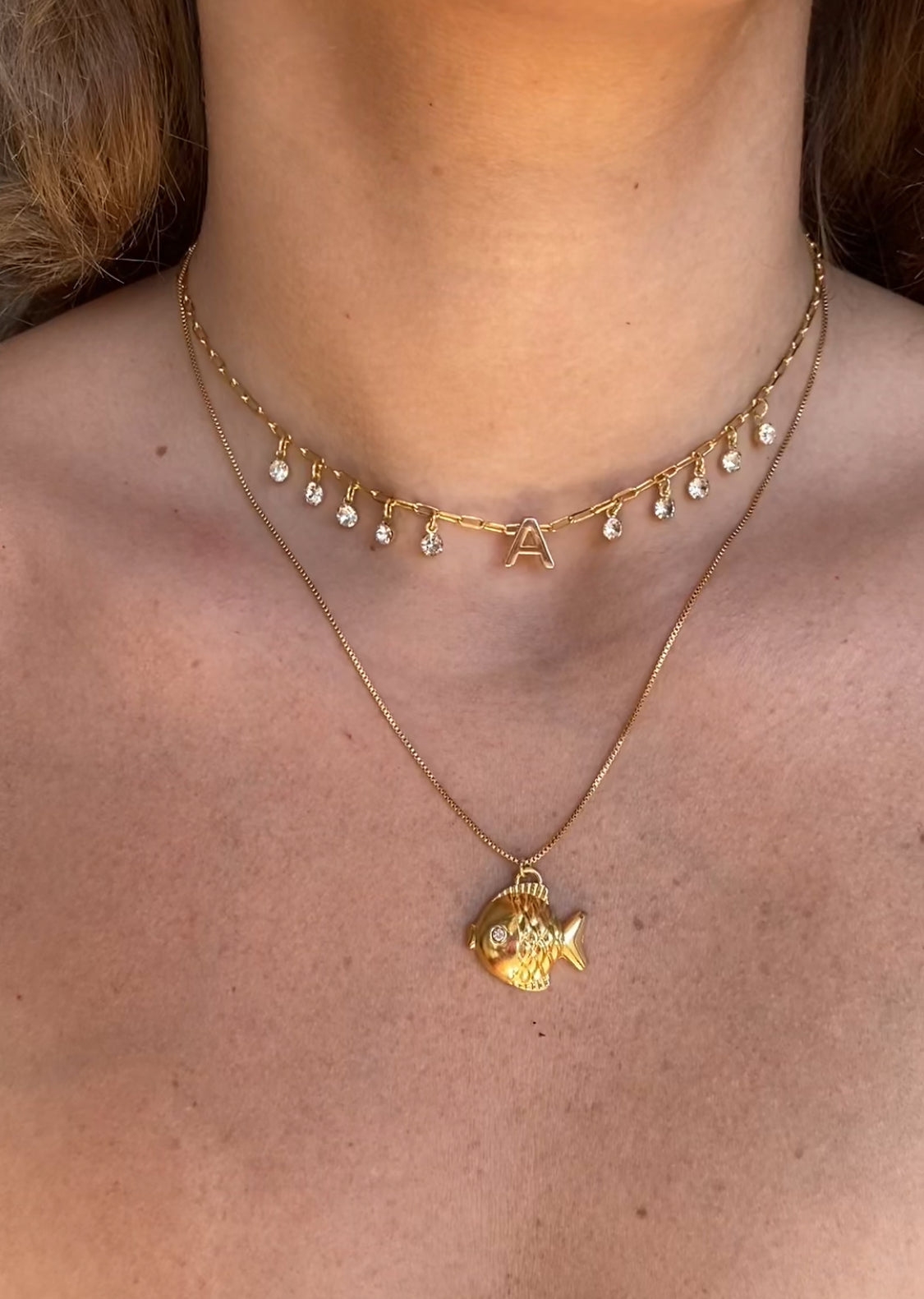 Choker Letters Zircônias Folheada a Ouro 18k