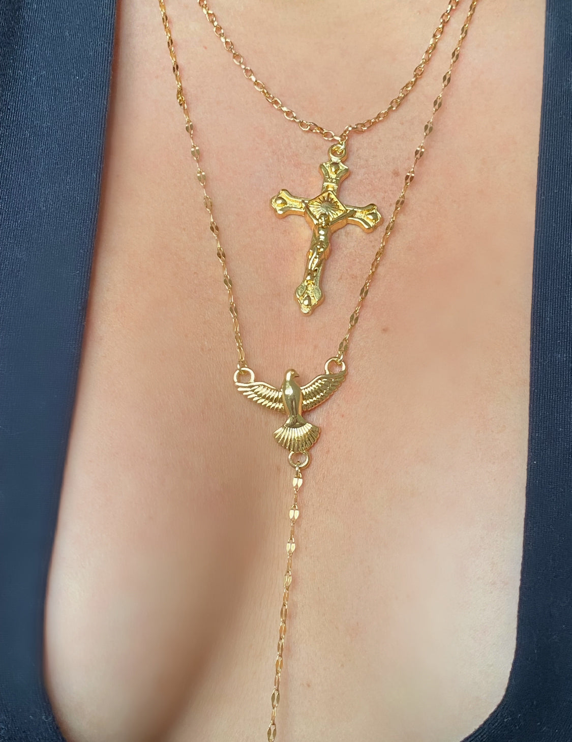 Colar Gravatinha Espírito Santo Folheada a Ouro 18k