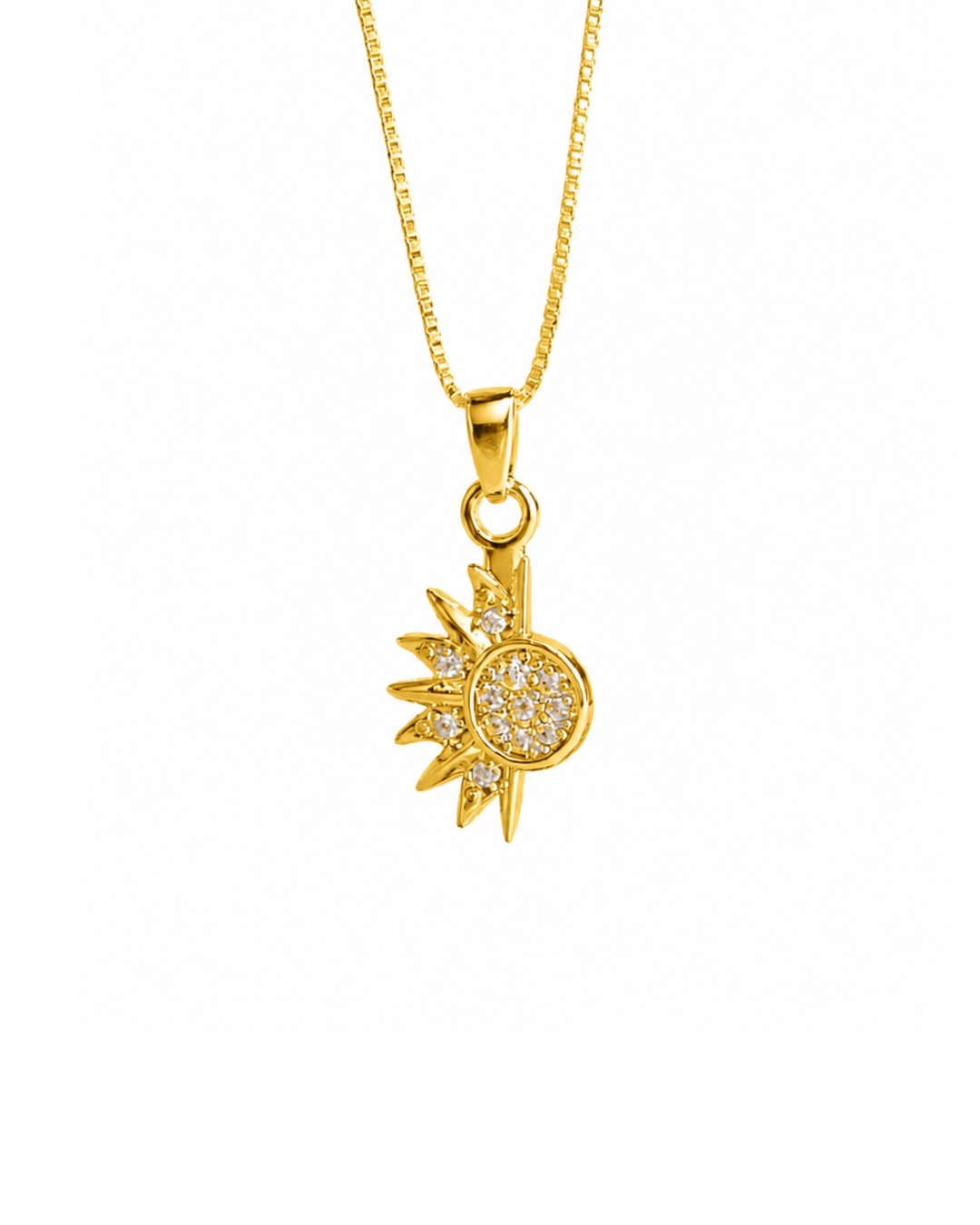 Colar Eclipse Sol e Lua Cravejado
