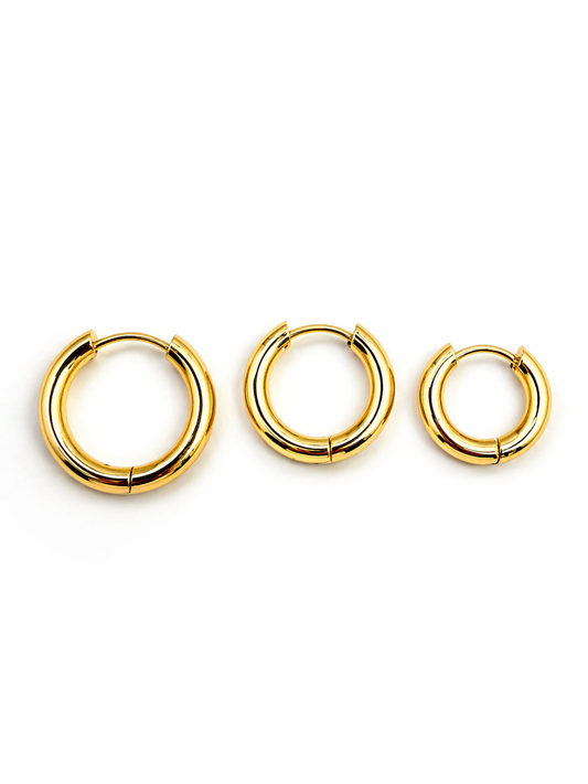 Trio Argolas Douradas Folheado a Ouro 18k