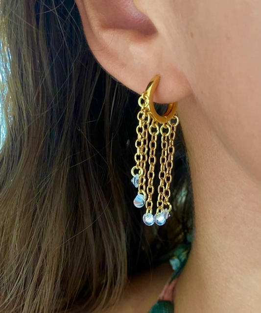 Brinco Cascata Folheado a Ouro 18k