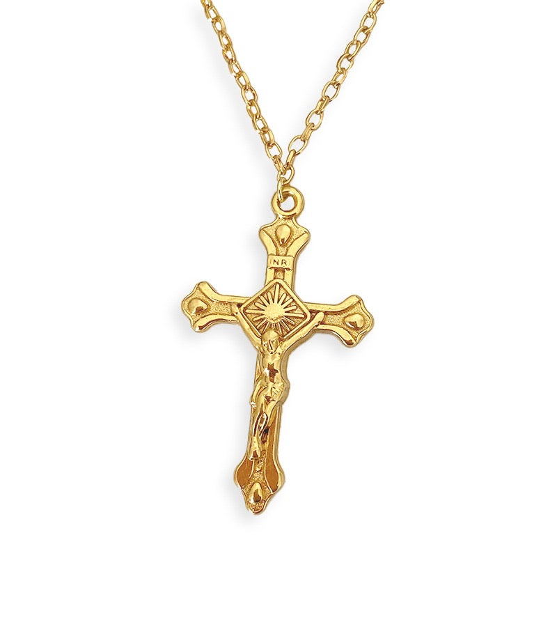 Colar Crucifixo Folheado a Ouro 18k