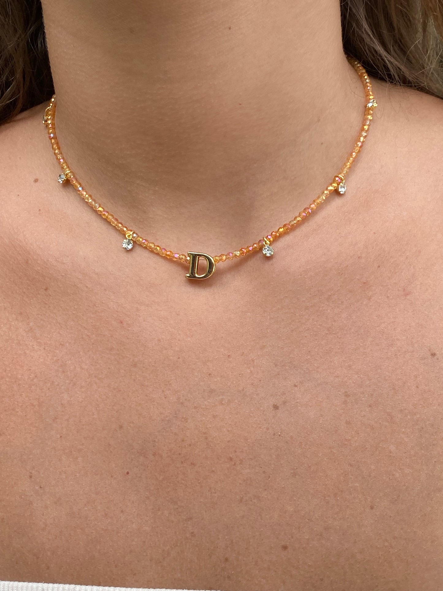 Colar Letters Miçanga Orange