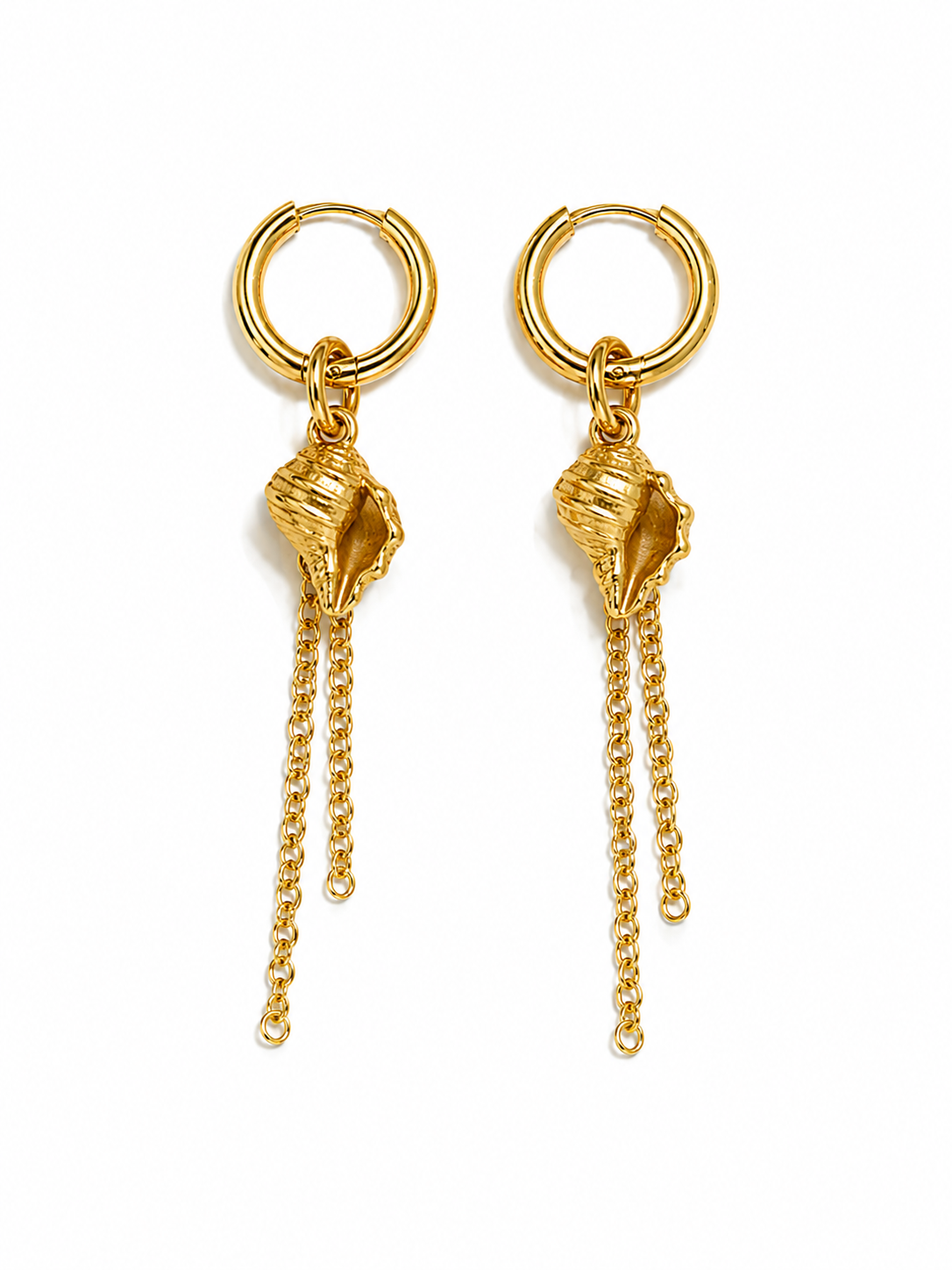 Brinco Búzio Folheado a Ouro 18k