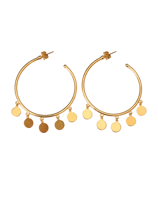 Brinco Argolas Moedas Folheado a Ouro 18k