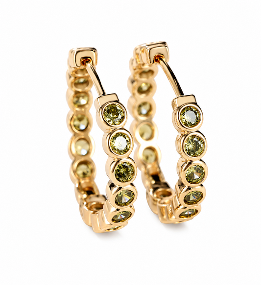 Argola Siena Verde Folheado a Ouro 18k