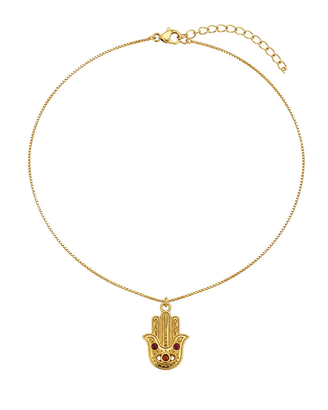 Colar Hamsa Amuleto com Zircônias Folheado a Ouro 18k