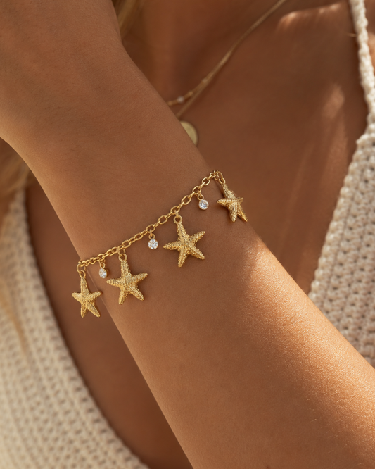 Pulseira Estrela-do-Mar Folheado a Ouro 18k