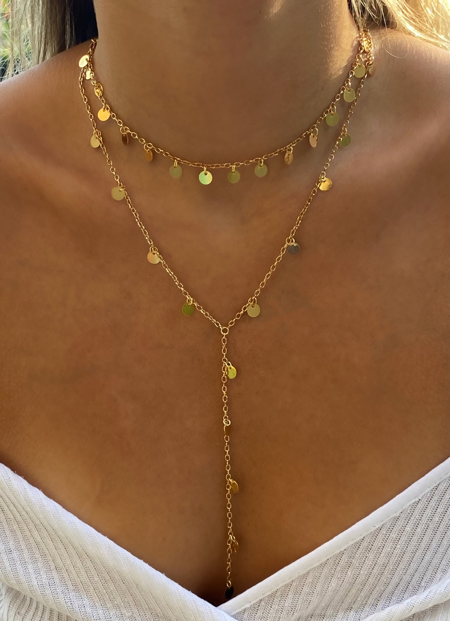 Colar Gravatinha Moedas Folheada a Ouro 18k