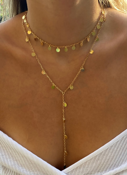 Mix Choker e Colar Gravatinha Moedas
