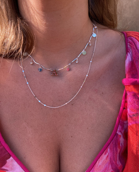 Mix Choker Letters e Colar Lilu Prateado