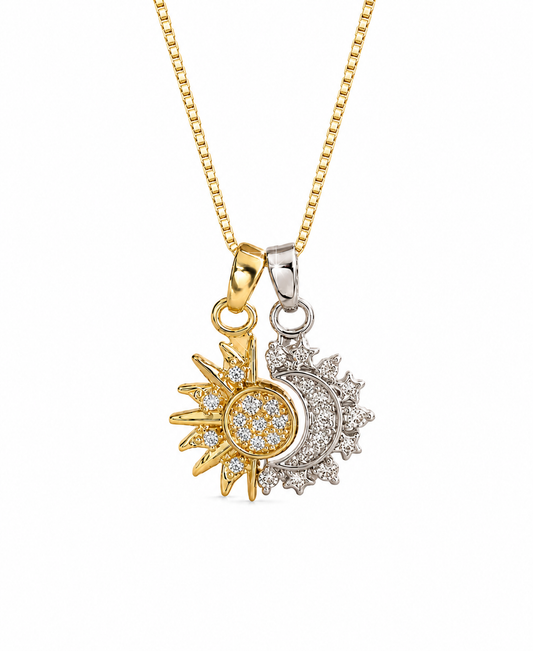 Colar Eclipse Sol e Lua Cravejado