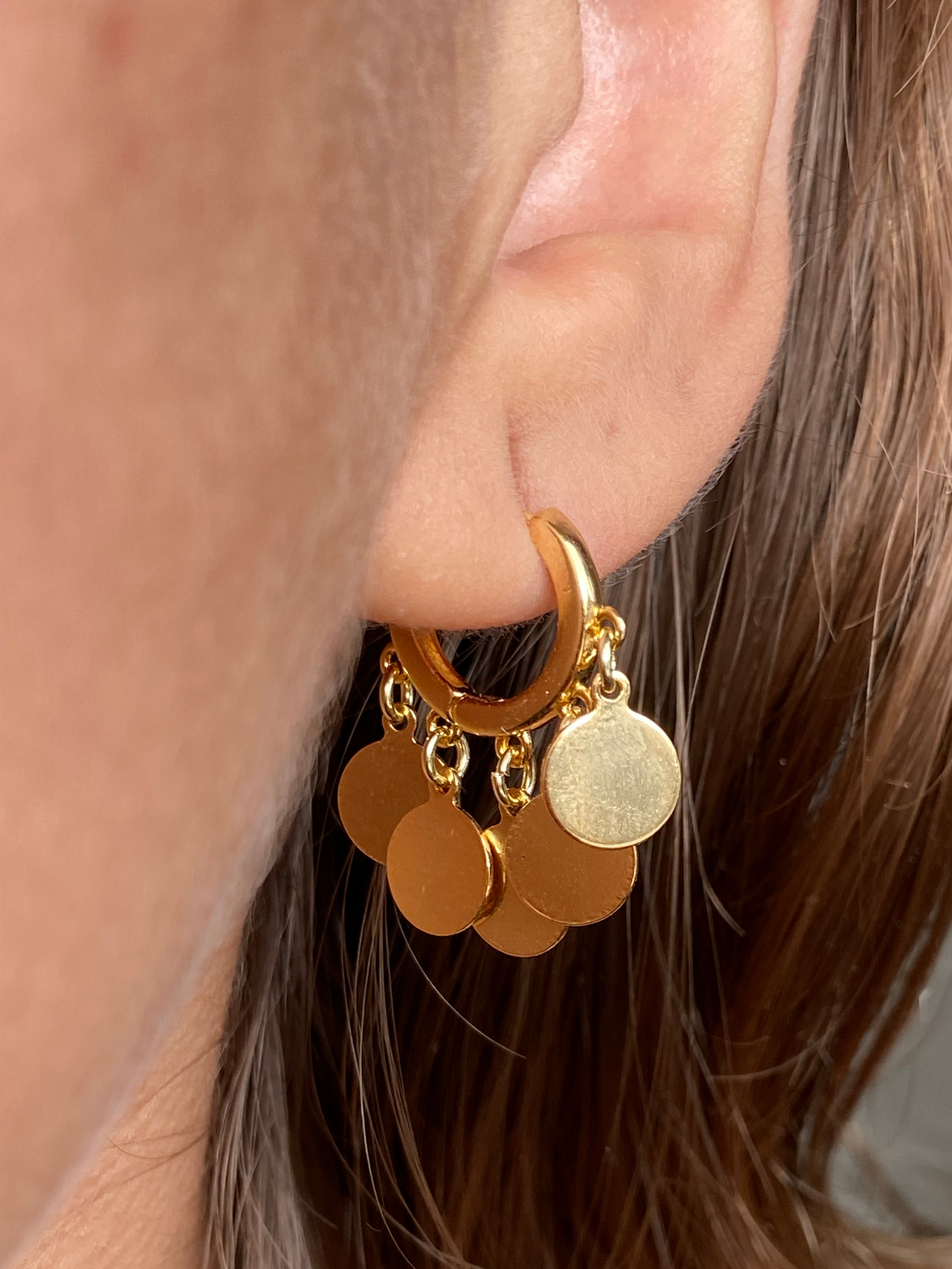 Brinco Moedas Folheado a Ouro 18k