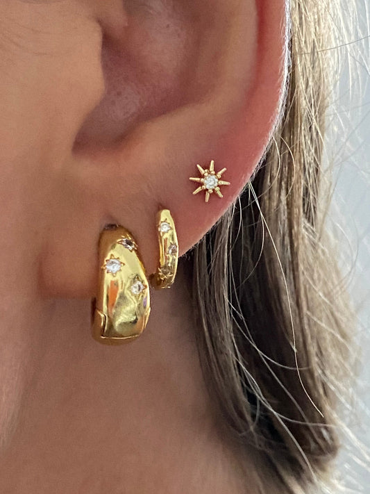 Trio Brincos Sky Folheado a Ouro 18k