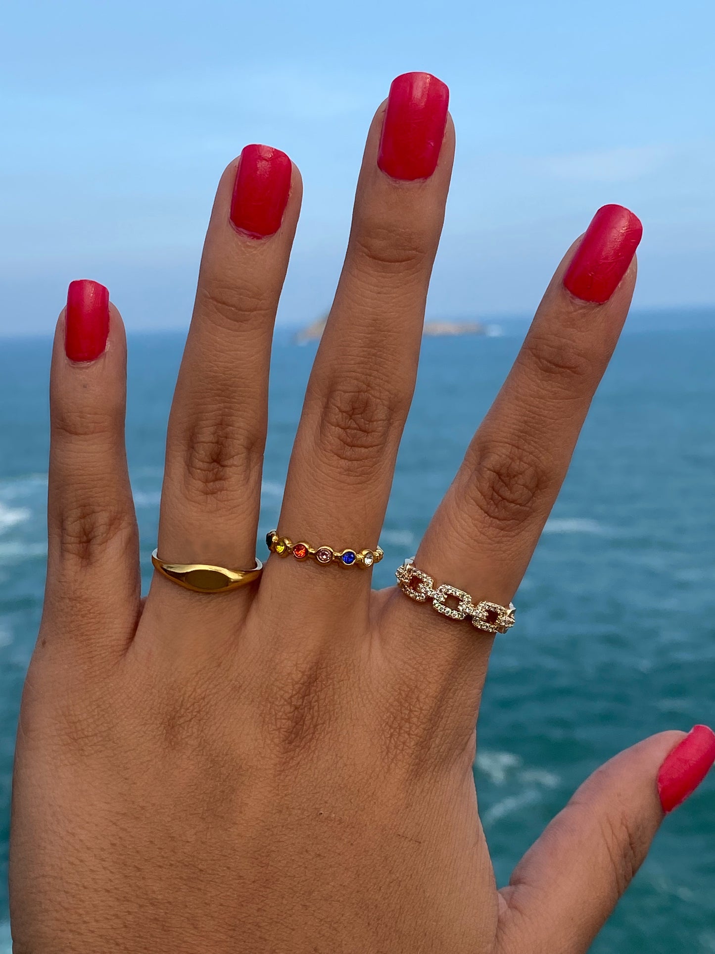 Anel Rainbow Folheado a Ouro 18k
