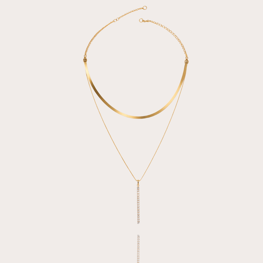 Colar Duplo Glowing Snake Folheado a Ouro 18k