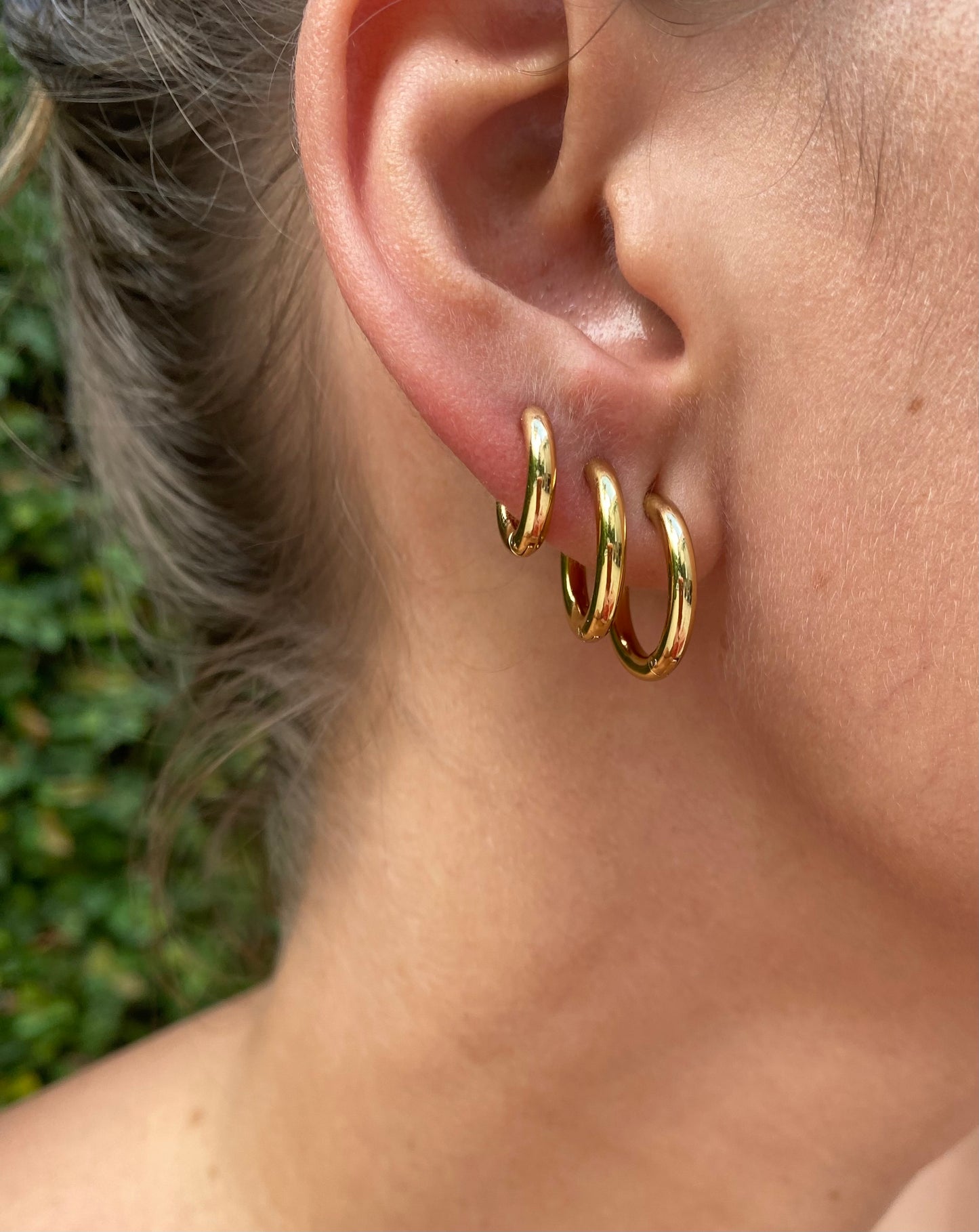 Trio Argolas Douradas Folheado a Ouro 18k