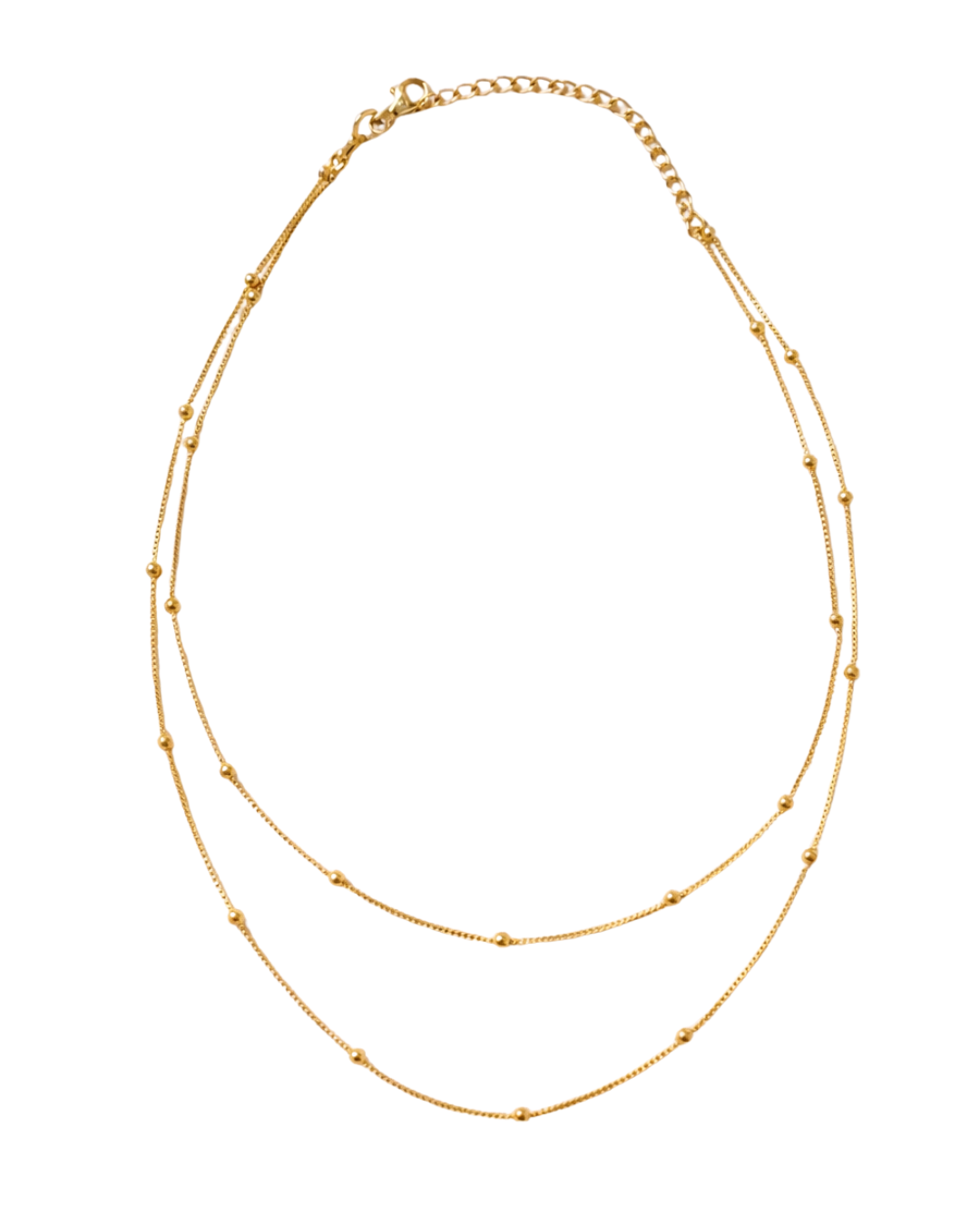 Colar Duplo Bolinhas Folheado a Ouro 18k