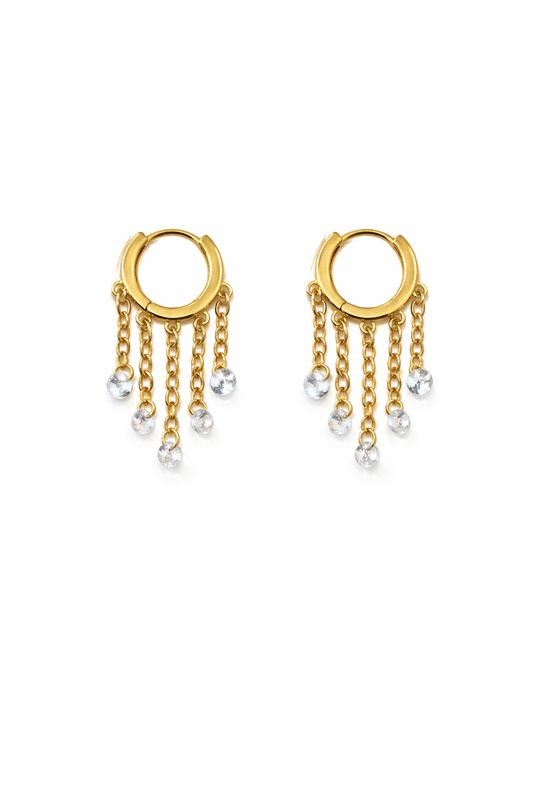 Brinco Cascata Folheado a Ouro 18k