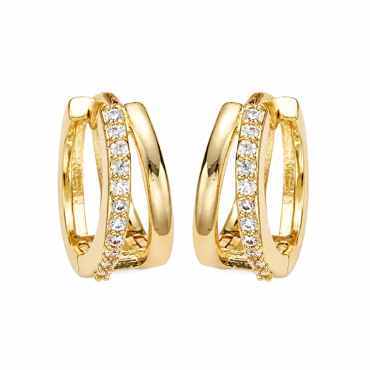 Brinco Duo Glow Folheado a Ouro 18k
