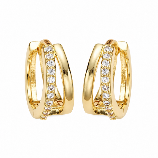 Brinco Duo Glow Folheado a Ouro 18k