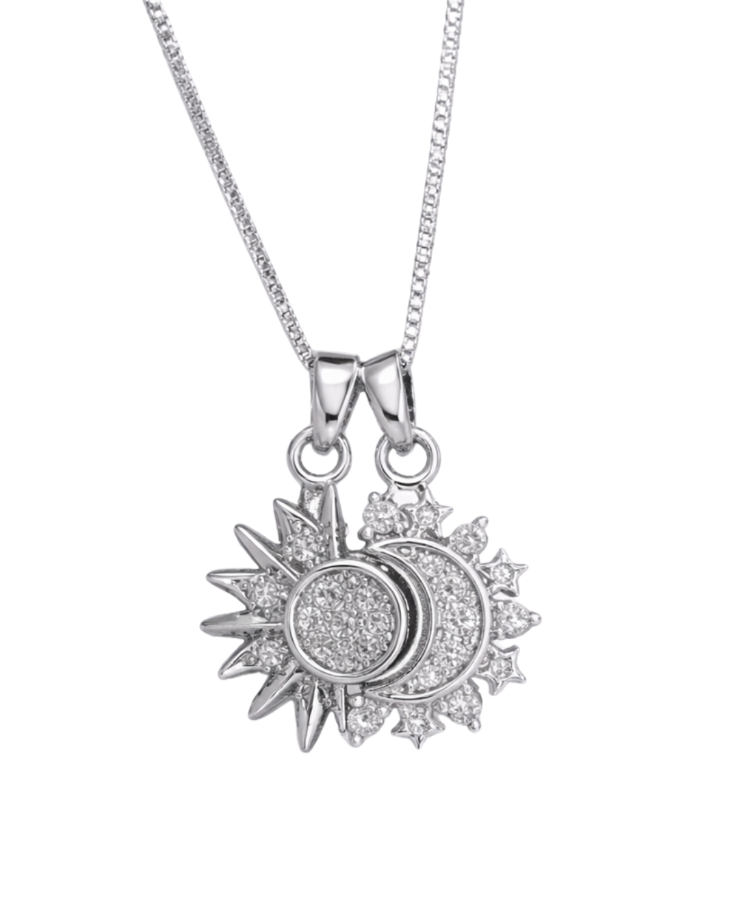 Colar Eclipse Sol e Lua Cravejado