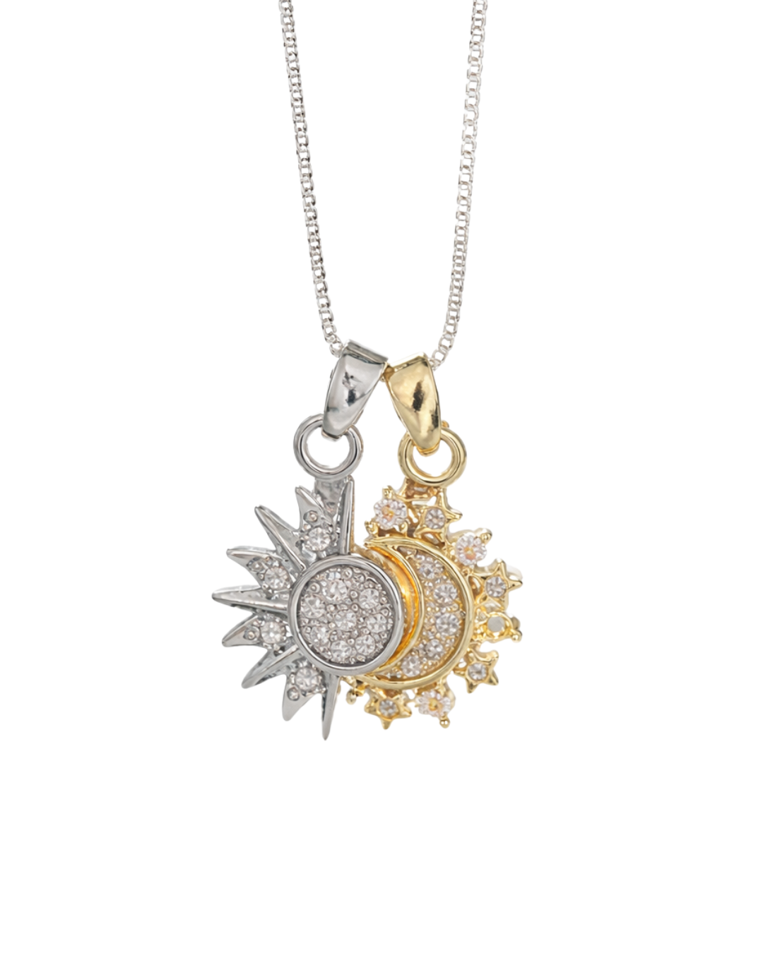 Colar Eclipse Sol e Lua Cravejado