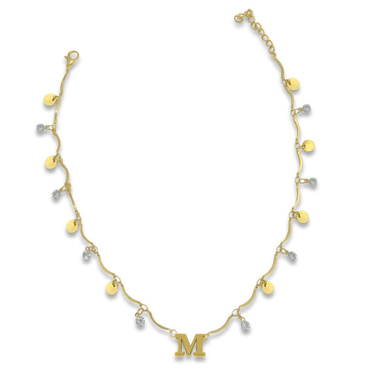 Choker Curves Letters Personalizado Folheada a Ouro 18k