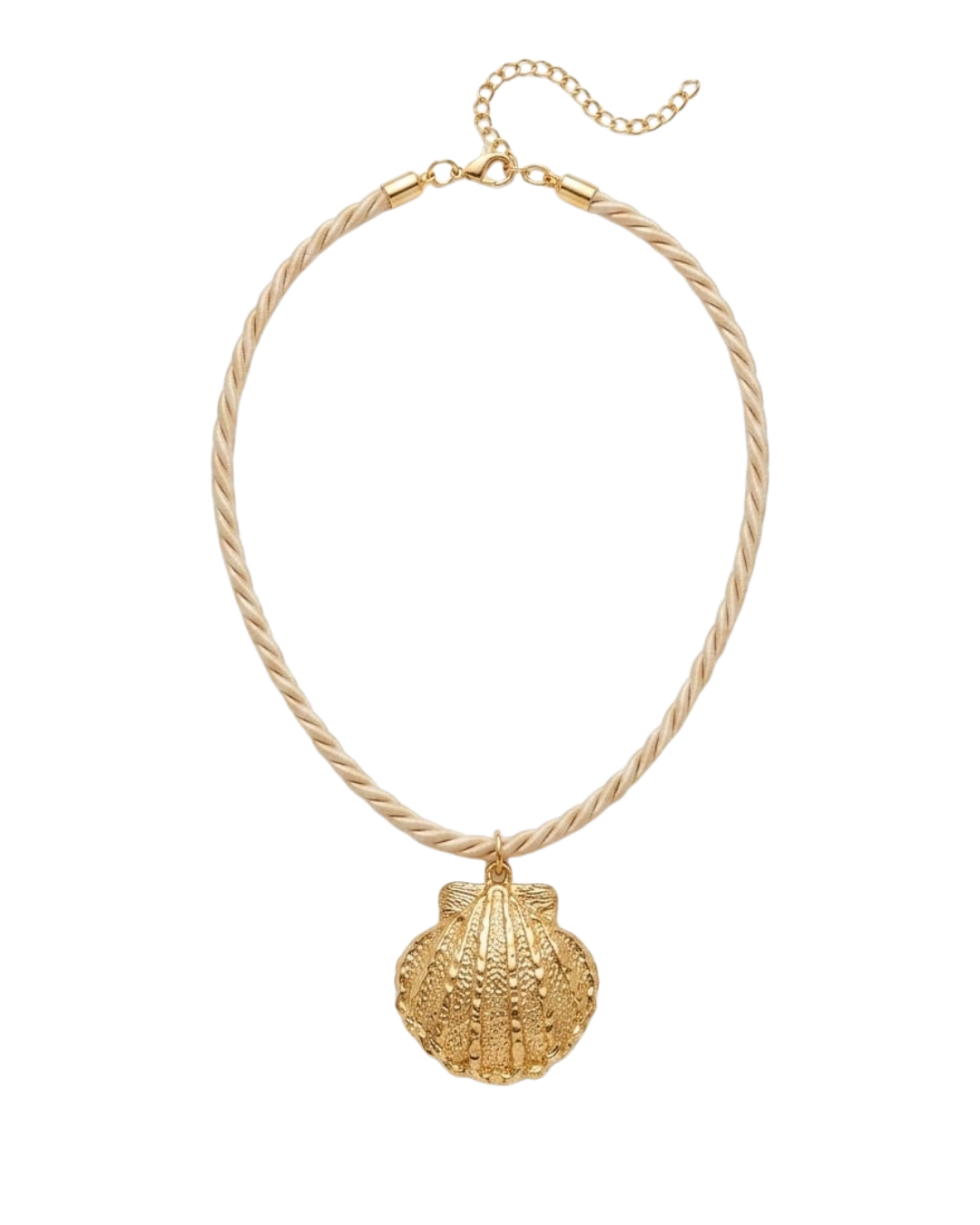 Colar de Corda com Concha Folheada a Ouro 18k