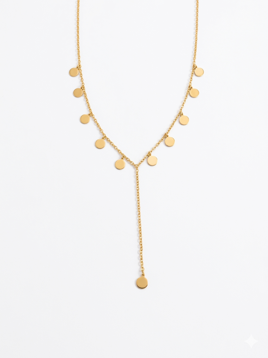 Colar Gravatinha Moedinhas Folheado a Ouro 18k
