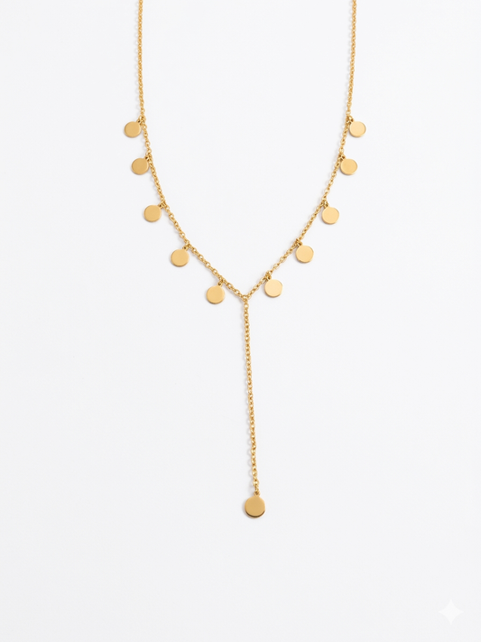 Colar Gravatinha Moedinhas Folheado a Ouro 18k