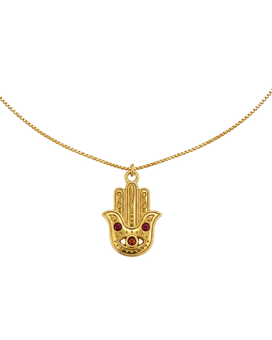 Colar Hamsa Amuleto com Zircônias Folheado a Ouro 18k