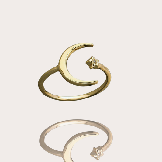 Anel Regulável Luar Folheado a Ouro 18k