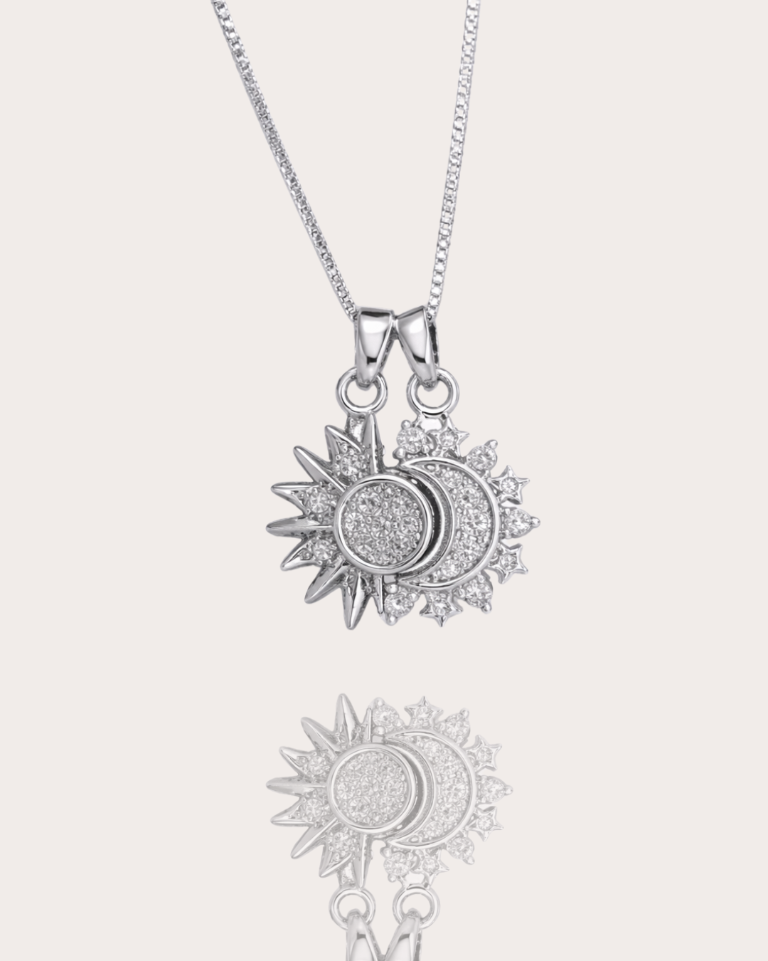 Colar Eclipse Sol e Lua Cravejado