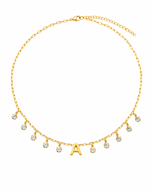 Choker Letters Zircônias Folheada a Ouro 18k