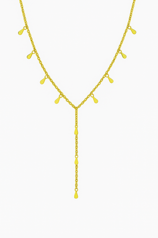 Colar Gravatinha Drops Folheada a Ouro 18k