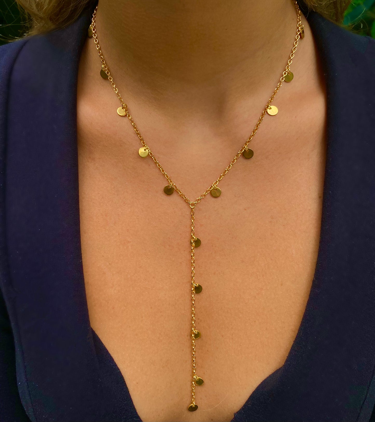 Colar Gravatinha Moedas Folheada a Ouro 18k