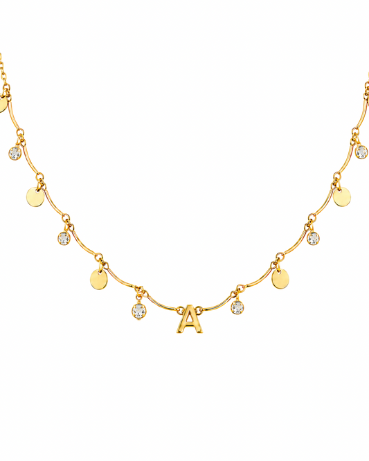 Choker Waves Letters Personalizado Folheada a Ouro 18k