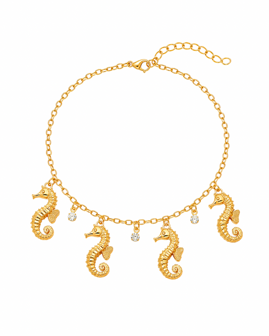 Pulseira Cavalo Marinho Folheado a Ouro 18k