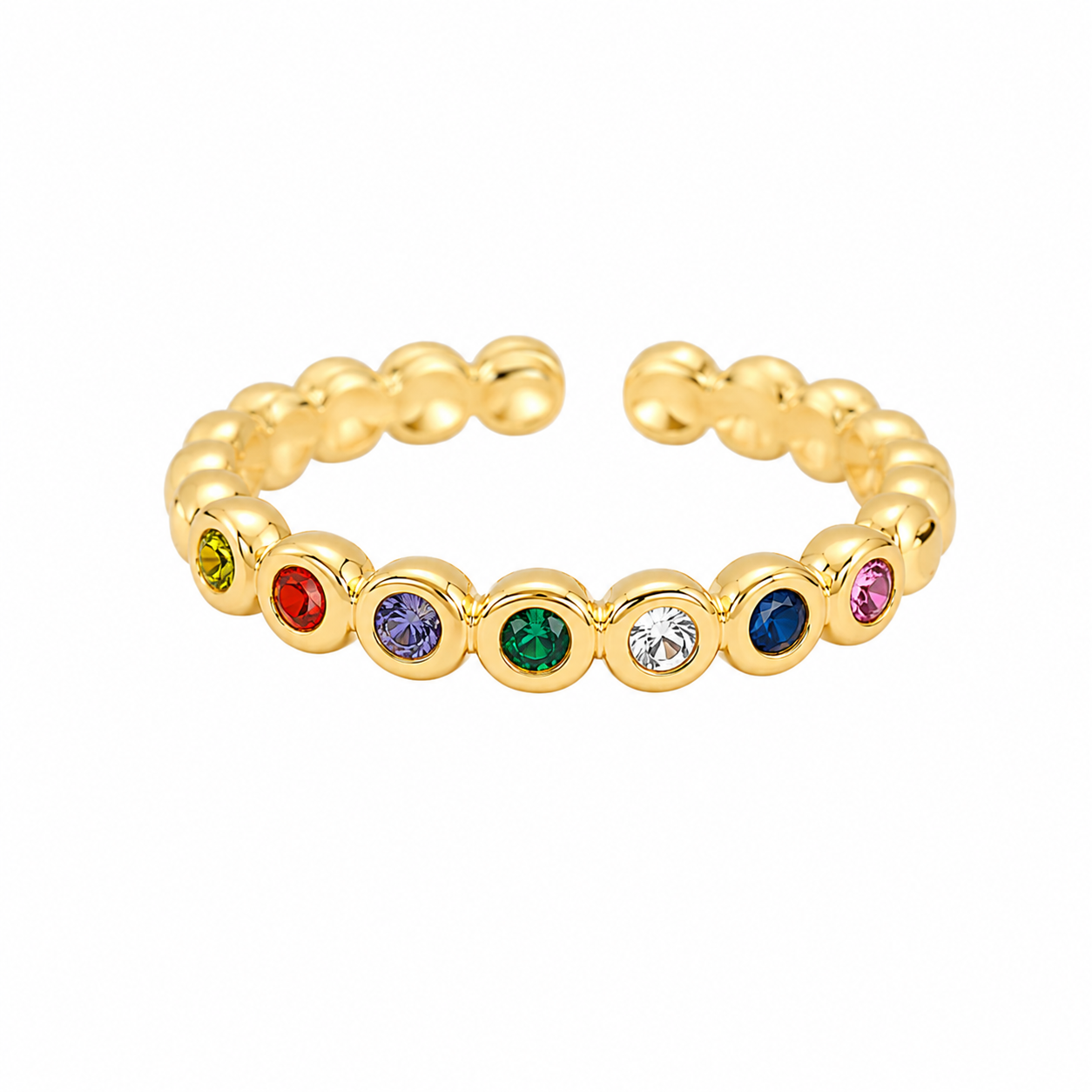 Anel Rainbow Folheado a Ouro 18k
