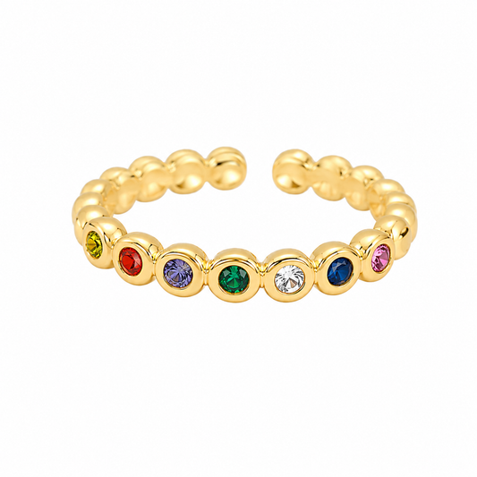 Anel Rainbow Folheado a Ouro 18k