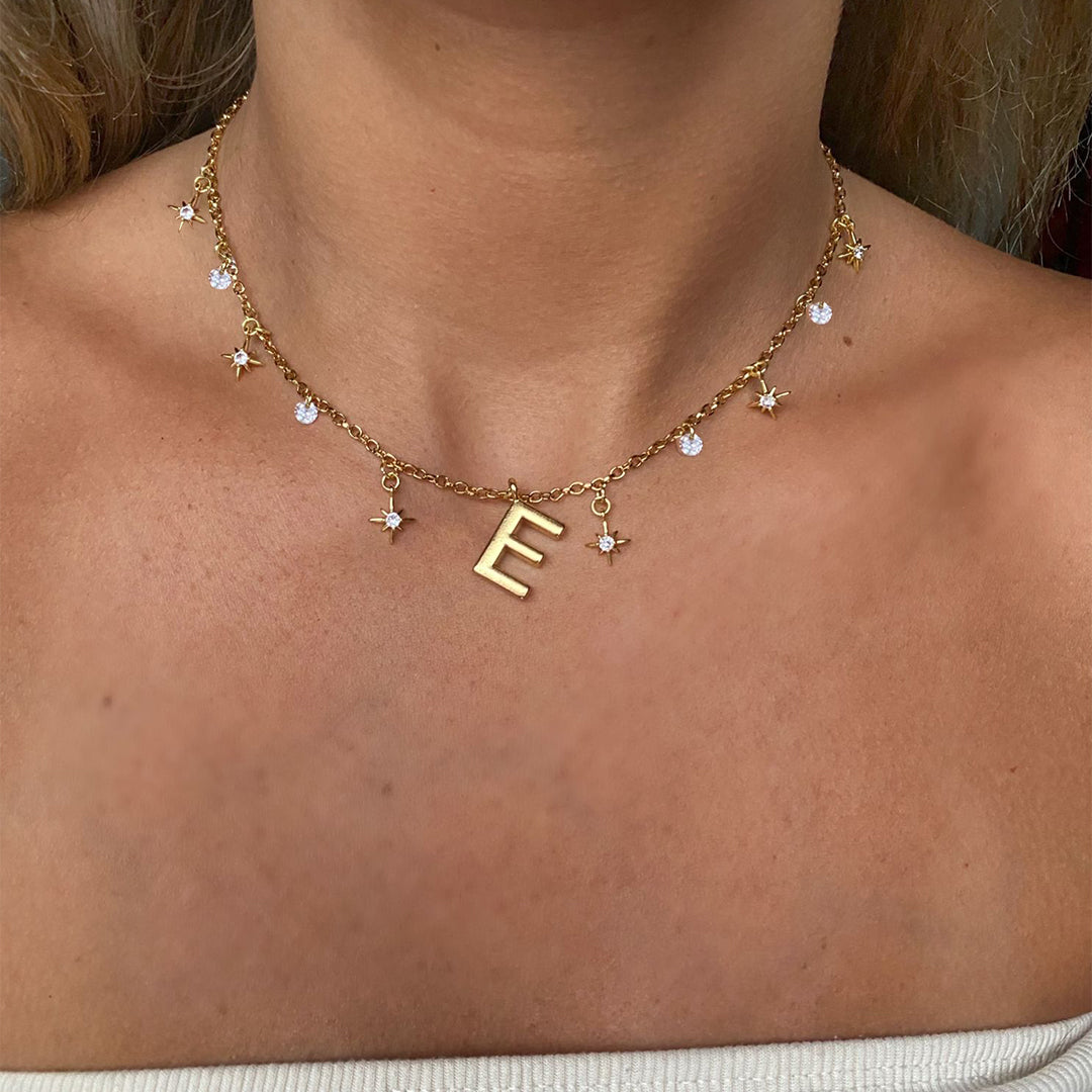 Choker Letters Solaris Folheada a Ouro 18k